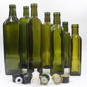 Bulk 100ml 250ml 500ml 750ml 1L Empty Square Dark Green Marasca Cooking Olive Oil Glass Bottles